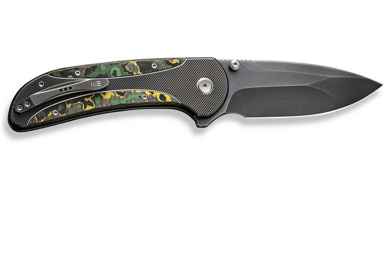 WE Knife Zizzit WE23031-4 Polished Gray CPM 20CV, Polished Gray Titanium Handle Toxic Storm Fat Carbon Fiber Inlay zakmes