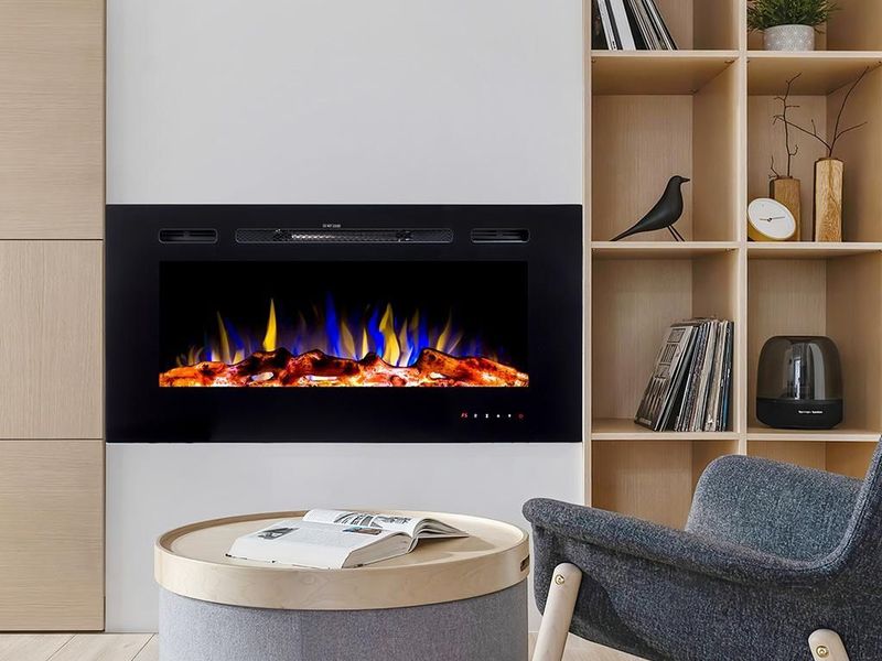 Vente-unique - Elektrische Sfeerhaard CALBUCO - Zwart - L101,6 x D14 x H54,4 cm