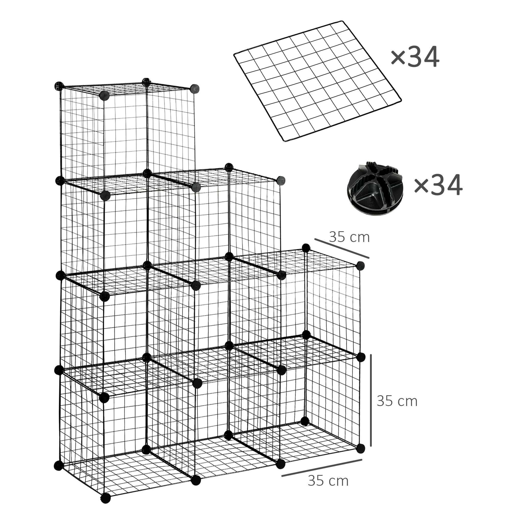 HOMCOM Regalsystem mit DIY-Funktion schwarz 35L x 35B x 35H cm