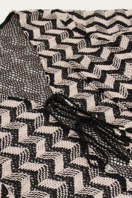 Zwart-beige crochet vestje