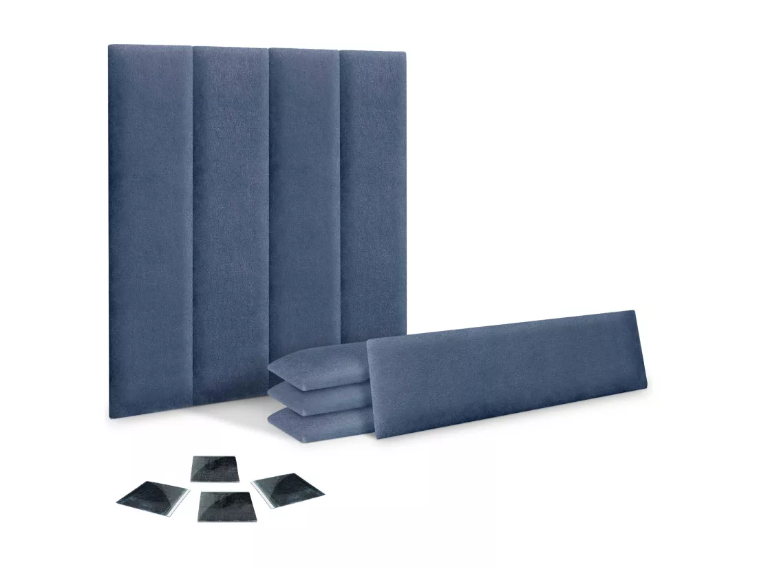 DHOME Lot de 8 Panneaux Rembourrés en Tissu Aqualine Autocollants pour Mur Acoustiques Absorbants Protection contre les Chocs (Bleu, 60x20cm, x8)