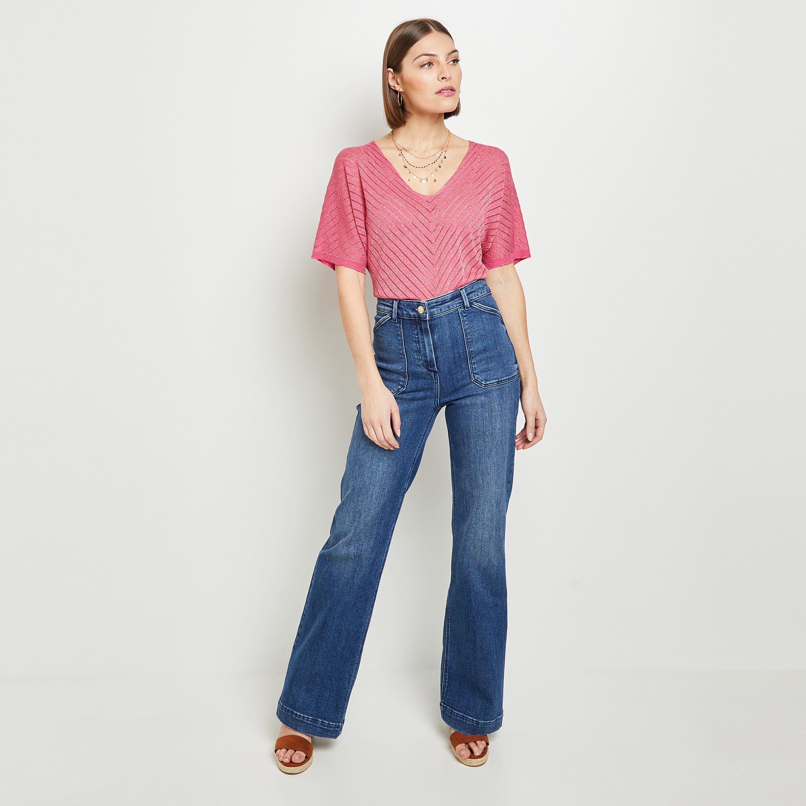Pull ajouré femme - FUSHIA