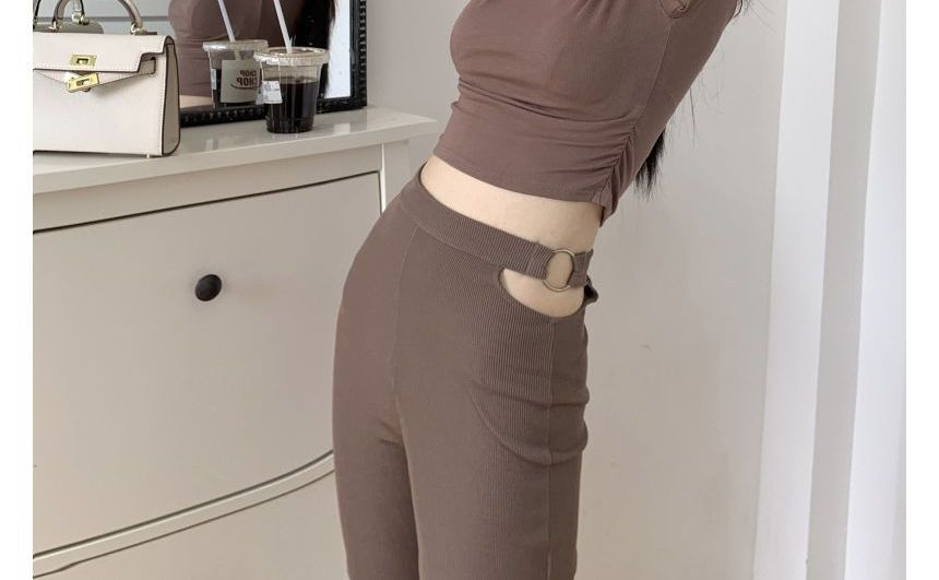 Enpheriado - T-shirt met korte mouwen en mockneck, effen