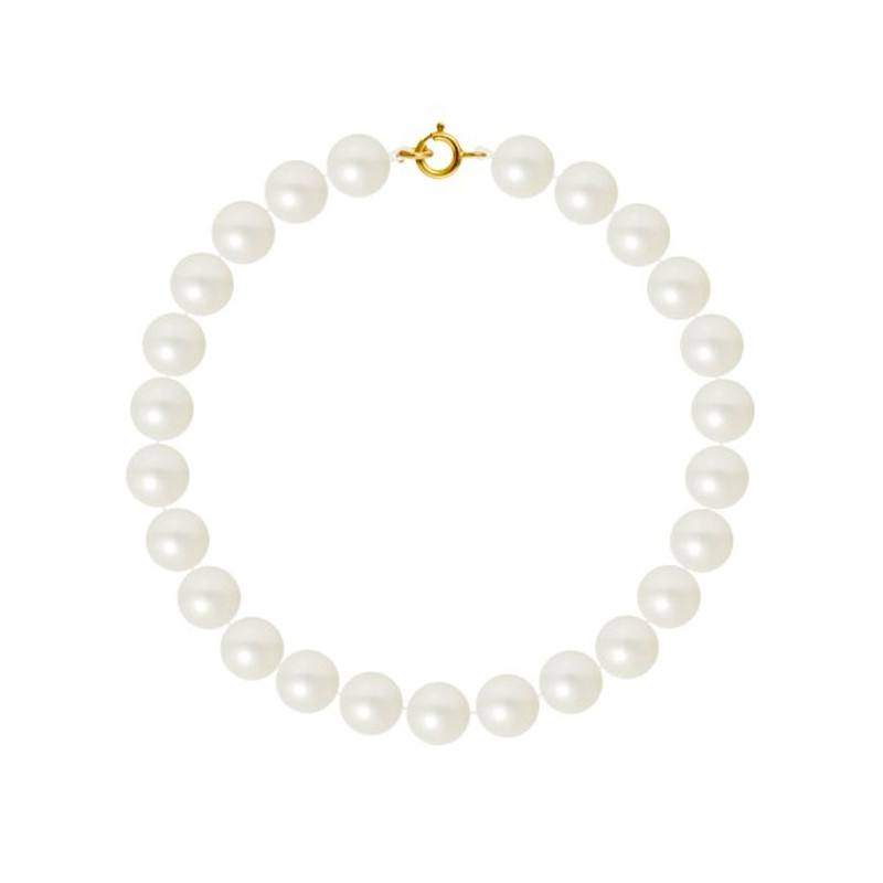 Bracelet Femme Perles de culture d'eau douce Blanches AA et Fermoir Or jaune 750/1000