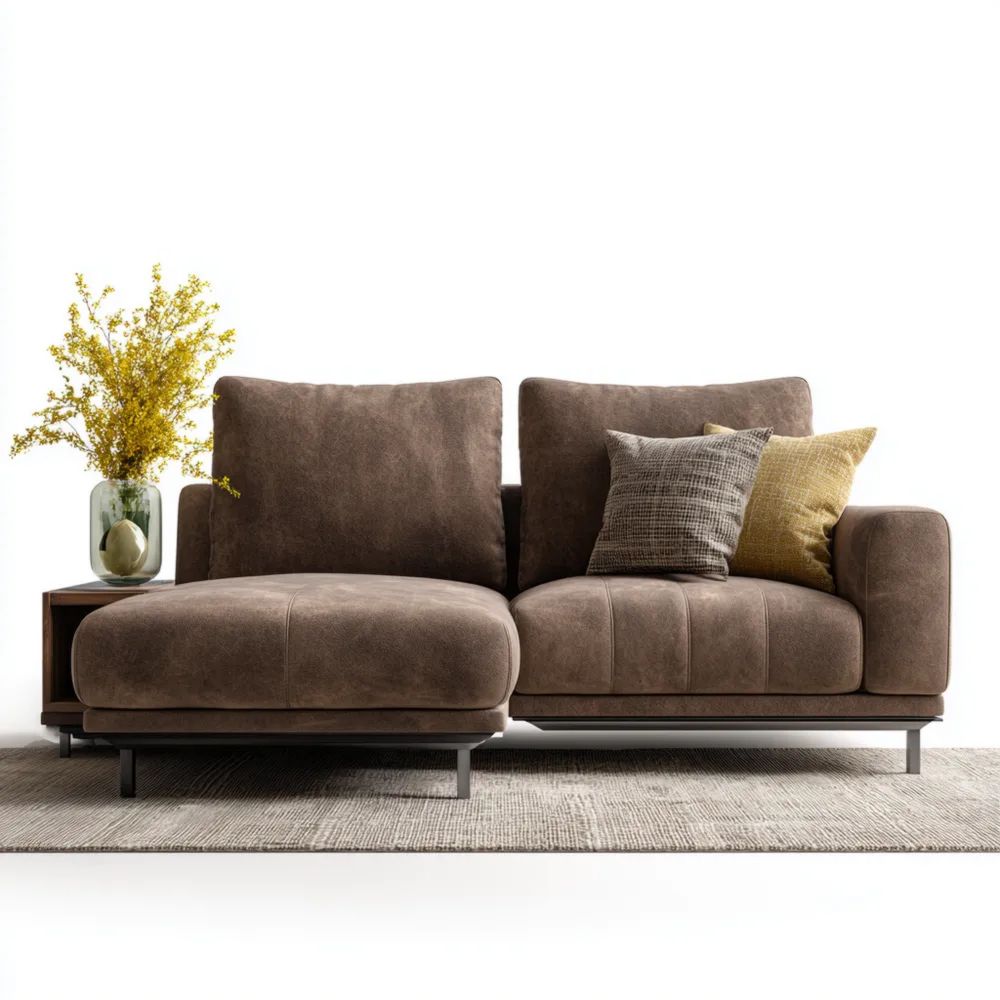 Ecksofa Stoff 220x85x90 cm - Braun - Modernes Design