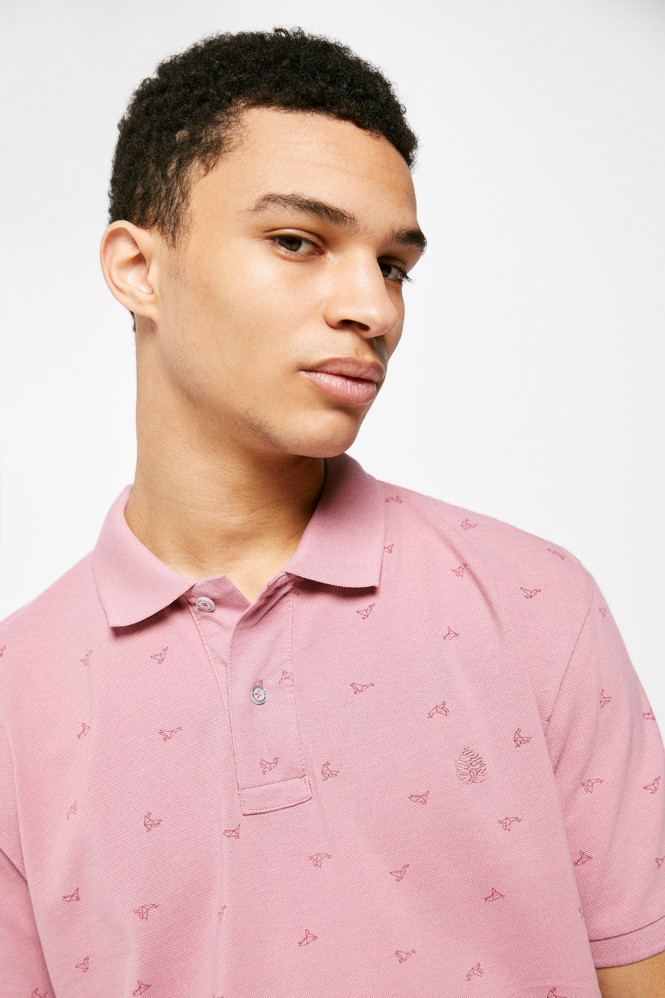 Camisa pólo piqué com estampa completa - lilás