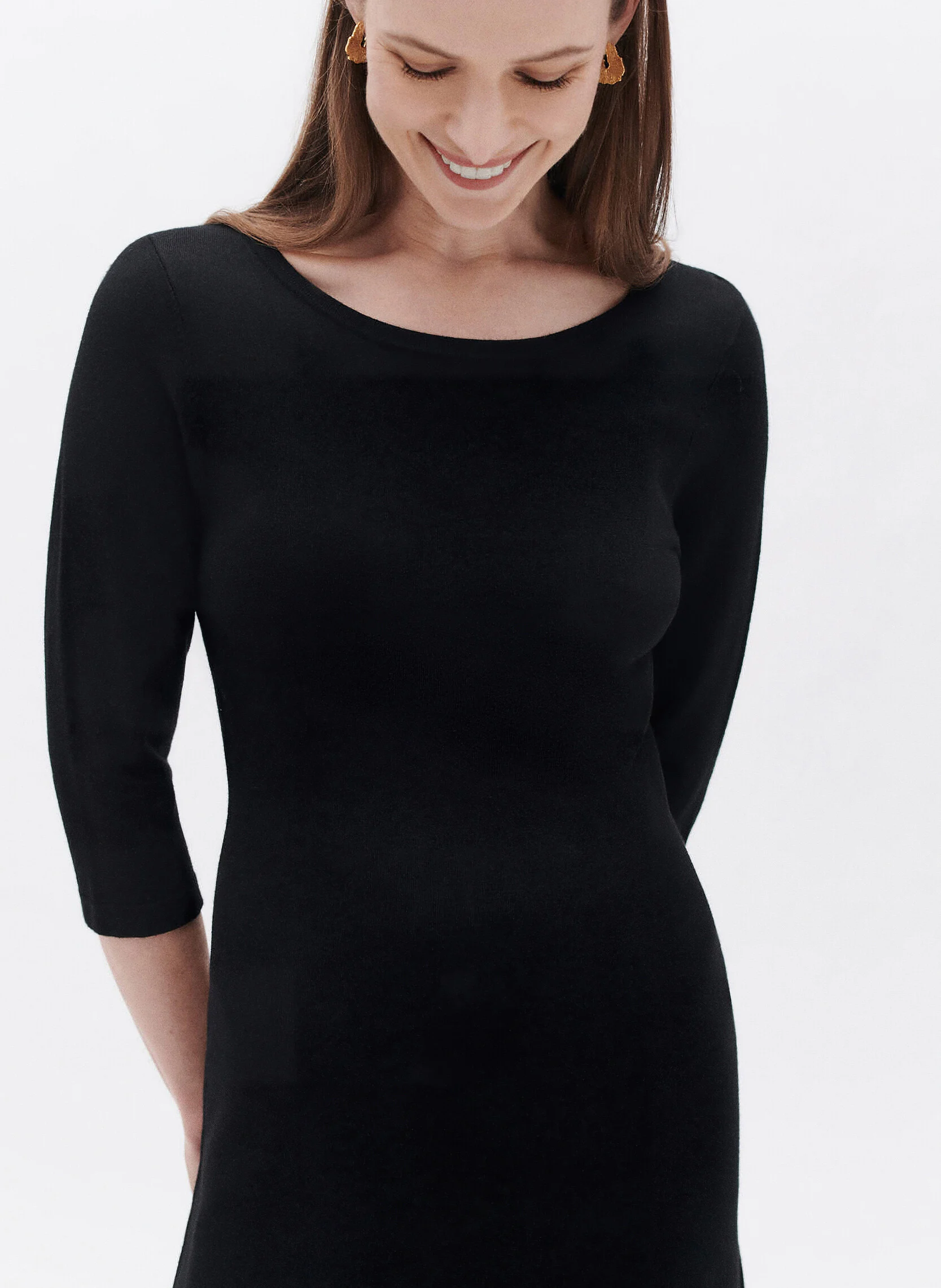 RABIA - Robe col rond longue | Noir