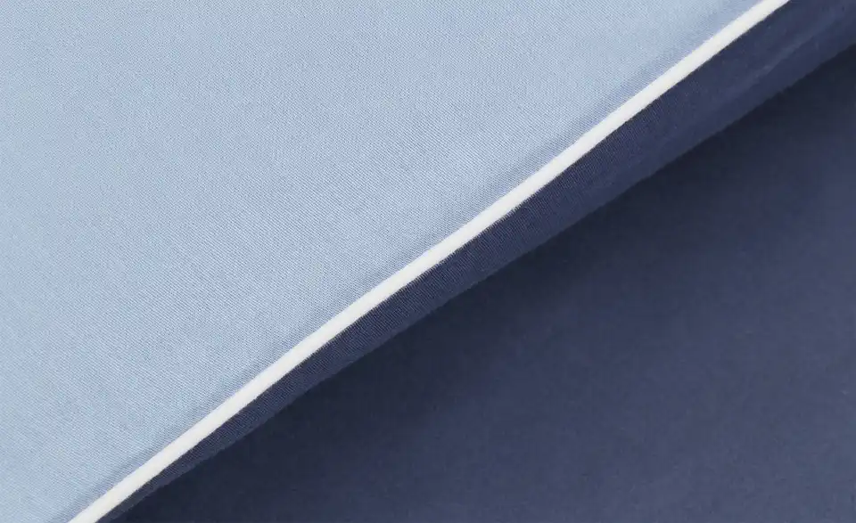 como Satin Wende-Bettwäsche Satin Piping Blau 135x200 cm, 80x80 cm