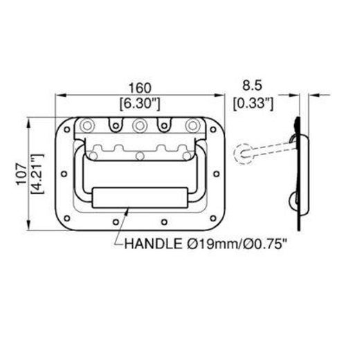 Penn Elcom medium inbouwhandgreep 8.5 mm zwart