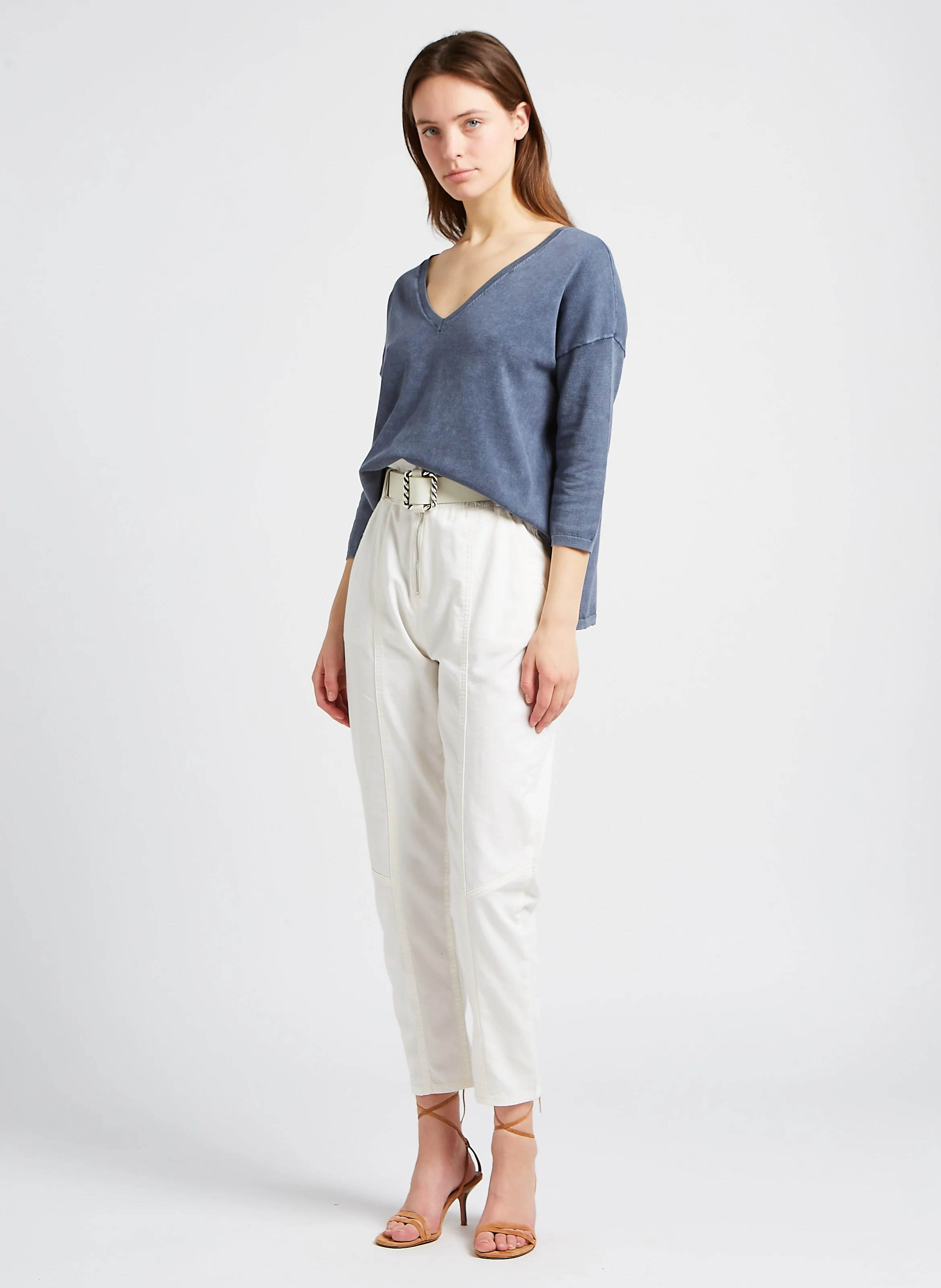 OMNY - Pantalon droit en coton| Blanc