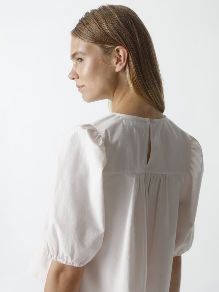 Blusa bordada com babado - Bege