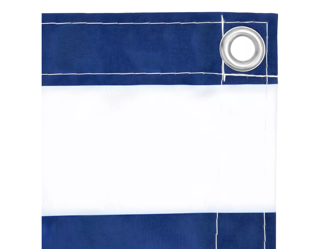 Écran de balcon Blanc et bleu 120x500 cm Tissu Oxford