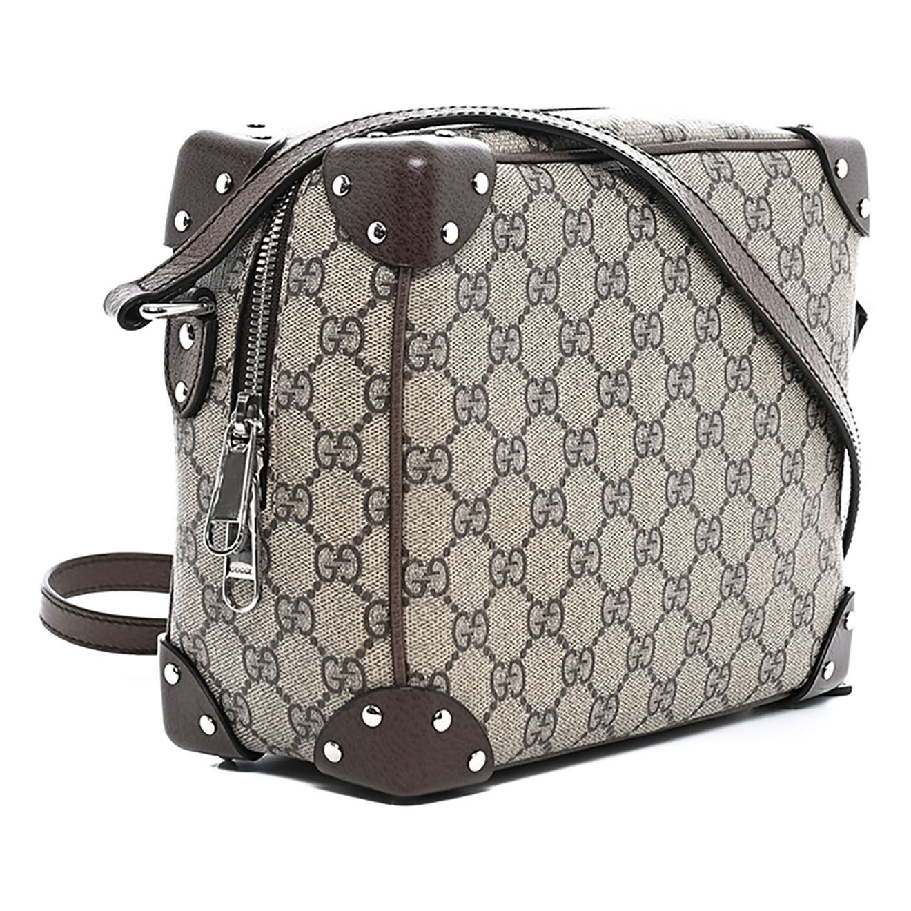 Gucci Sac bandoulière Trunk en Toile & Cuir Monogramme beige - Neuf sans étiquette - L.23 cm