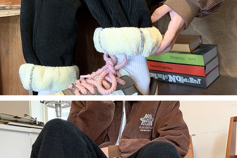 FOEV - Rechte joggingbroek met trekkoord in de taille en fleecevoering