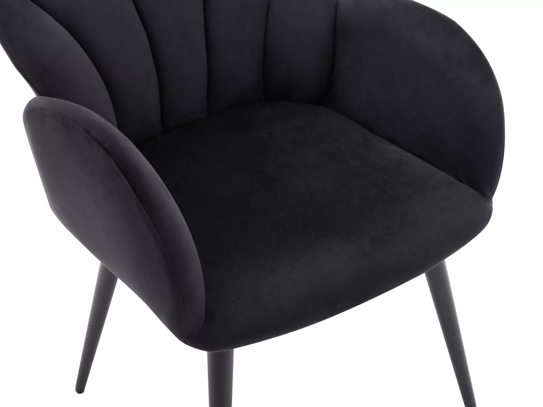 Lot de 6 chaises avec accoudoirs en velours et métal - Noir - LANSENA de Pascal Morabito