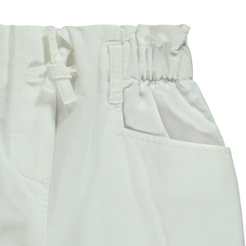 Pantalon large à taille élastiquée pour fille - Blanc