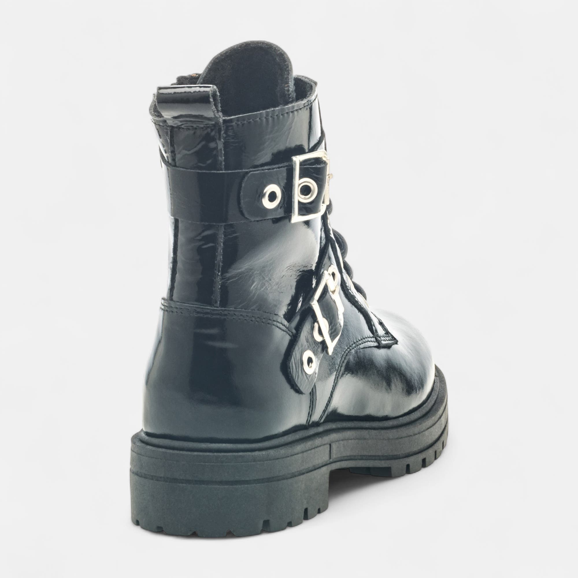 Boots Fille en cuir noir