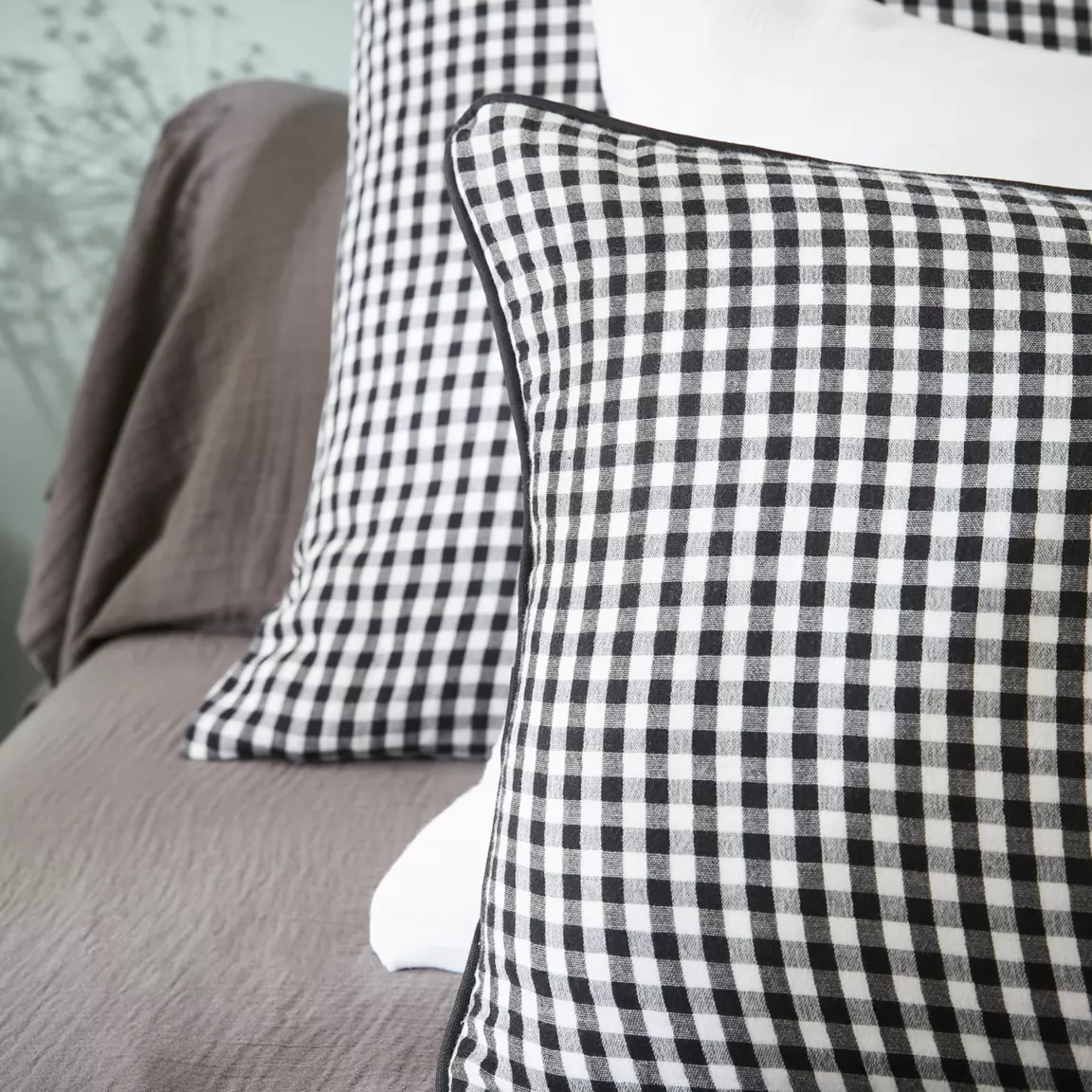 Coussin rectangulaire gaze de coton (40 x 60 cm) Vickie Noir