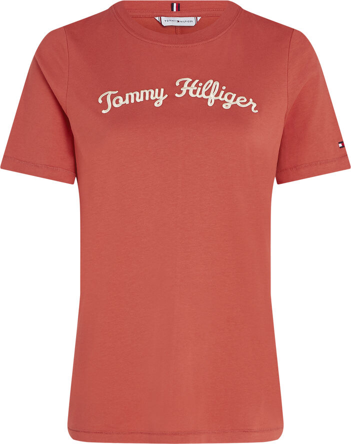 Tommy Hilfiger REG SCRIPT C-NK SS Terra red