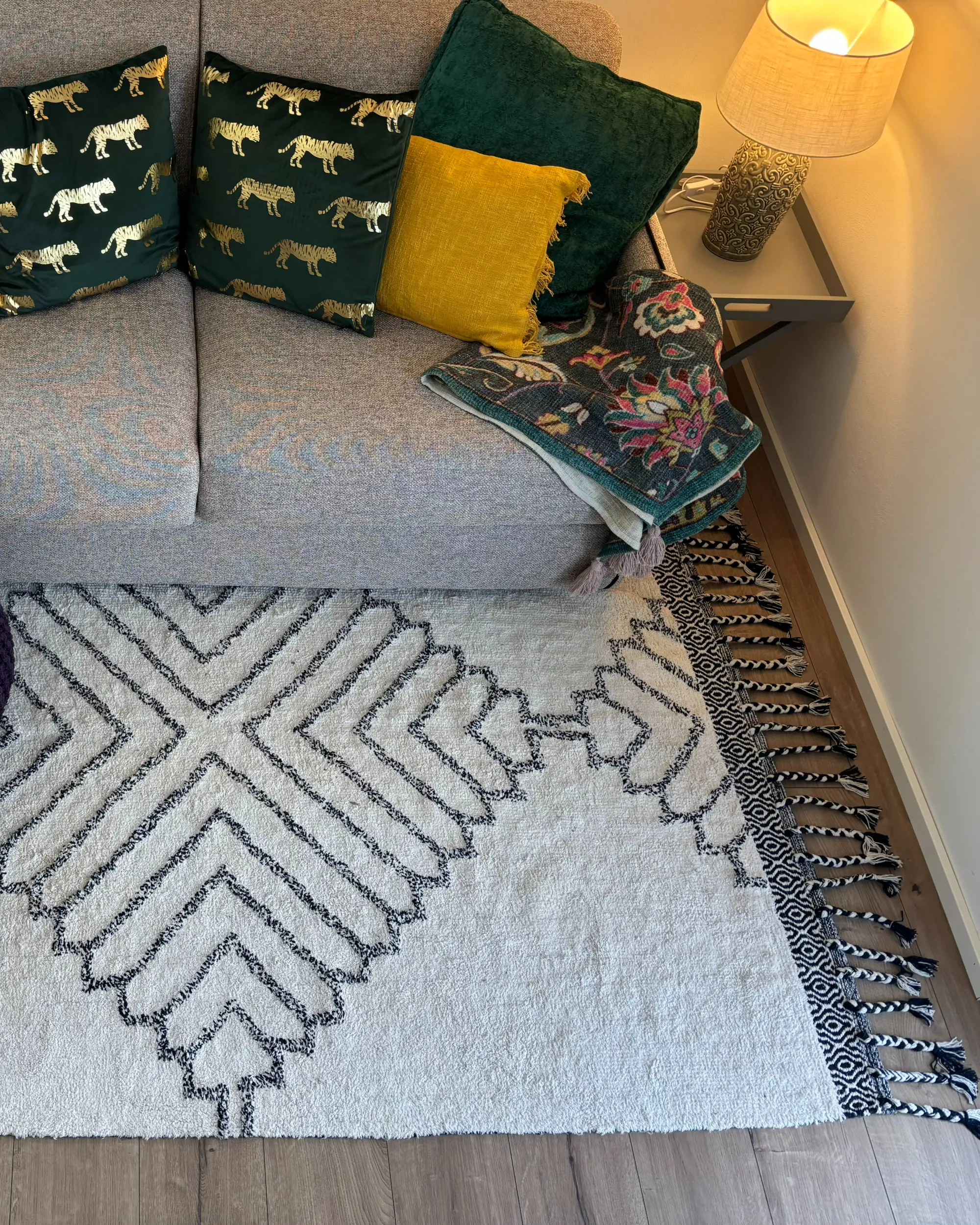 Vloerkleed ERAY Lichtbeige 140 x 200 cm Katoen