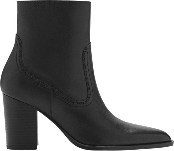 MANGO Leather pointed ankle boots Black