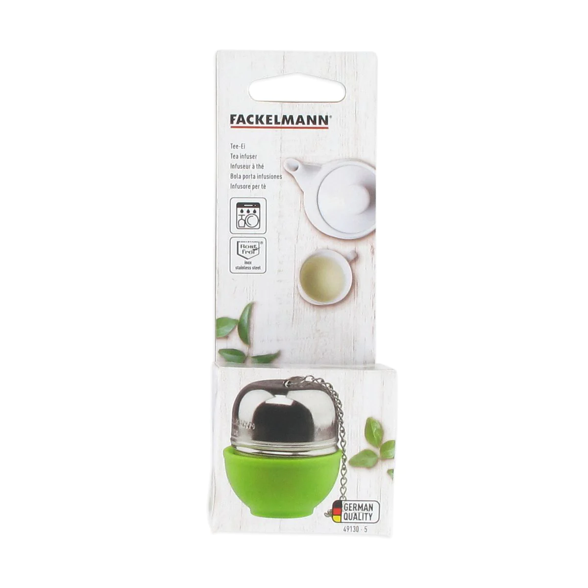 Boule à thé en acier inoxydable avec support Fackelmann