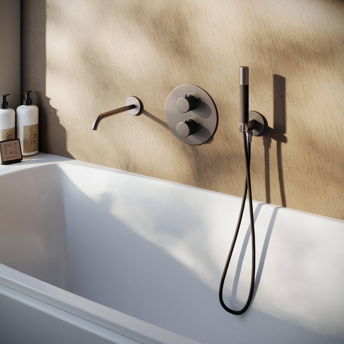 Saniclear Iron Pro inbouw badkraan verouderd ijzer - gunmetal rond