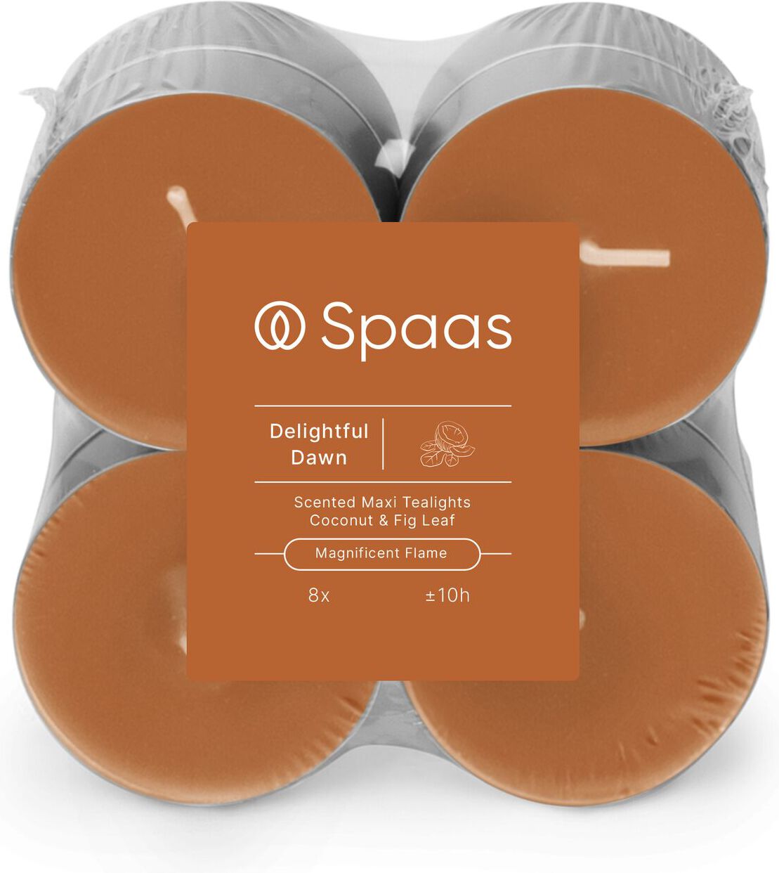 Spaas geurkaars Essential collection Delightful Dawn oranje 10 uur D 6 H 2,1 cm 8 stuks