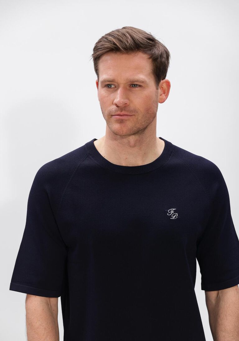 donkerblauwe filling pieces t-shirt knit t-shirt raglan
