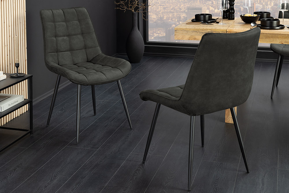 Design Stuhl ROADSTAR grau schwarze Metallbeine