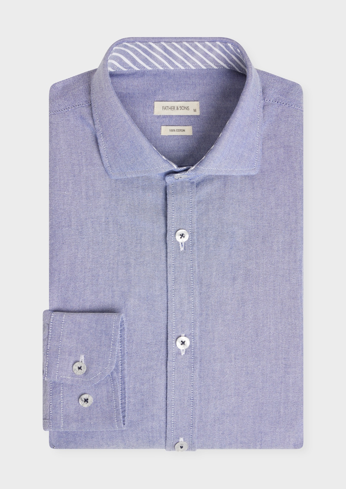 Chemise sport Slim en pinpoint de coton uni bleu indigo