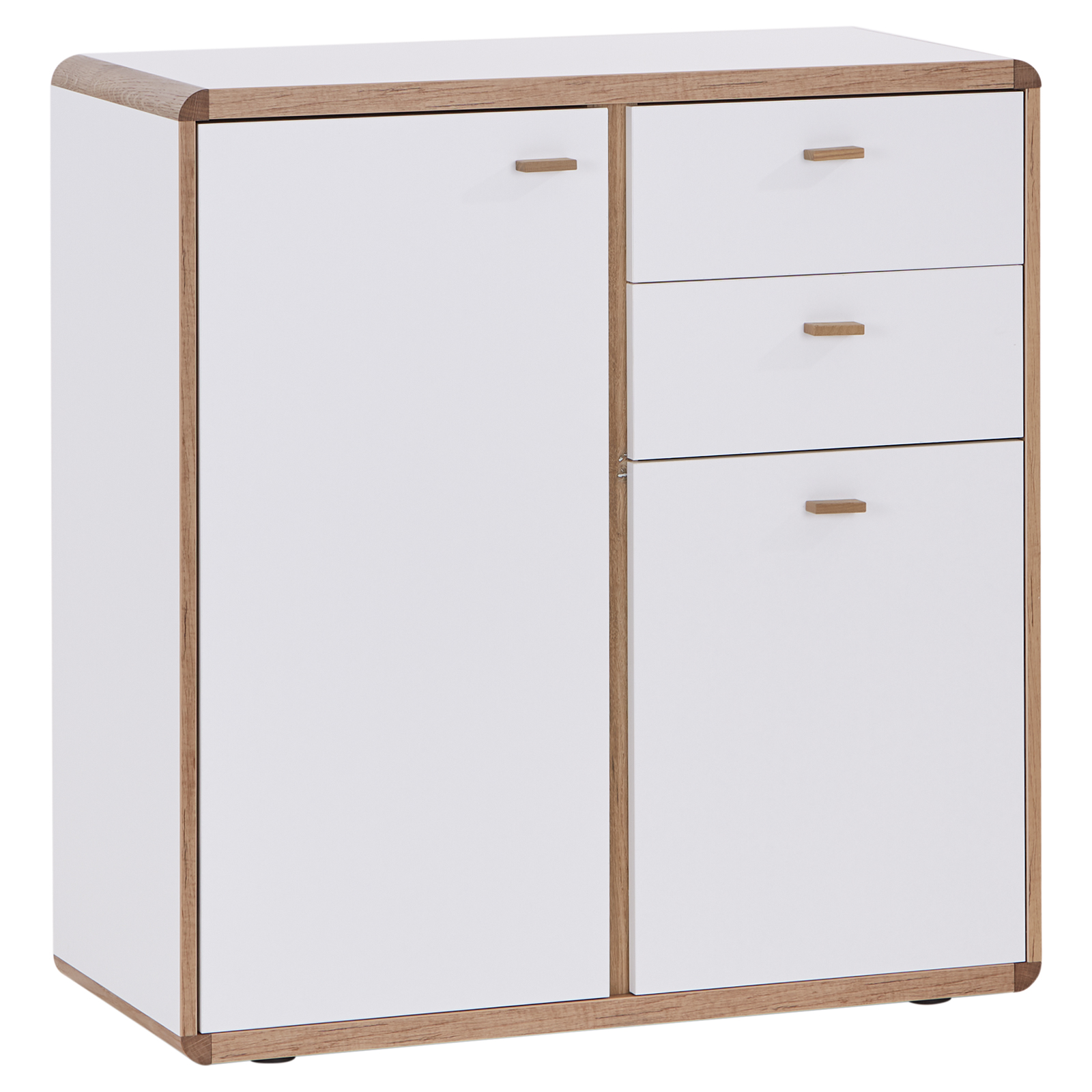 Kommode - weiß - Flagstaff Eiche - teilmassiv - 86 cm
