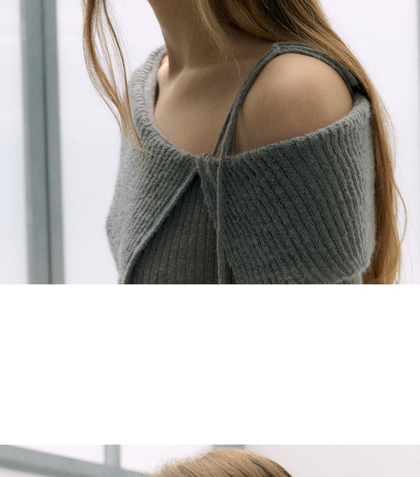 rolarola - Off-Shoulder Rib-Knit Top (Grijs)