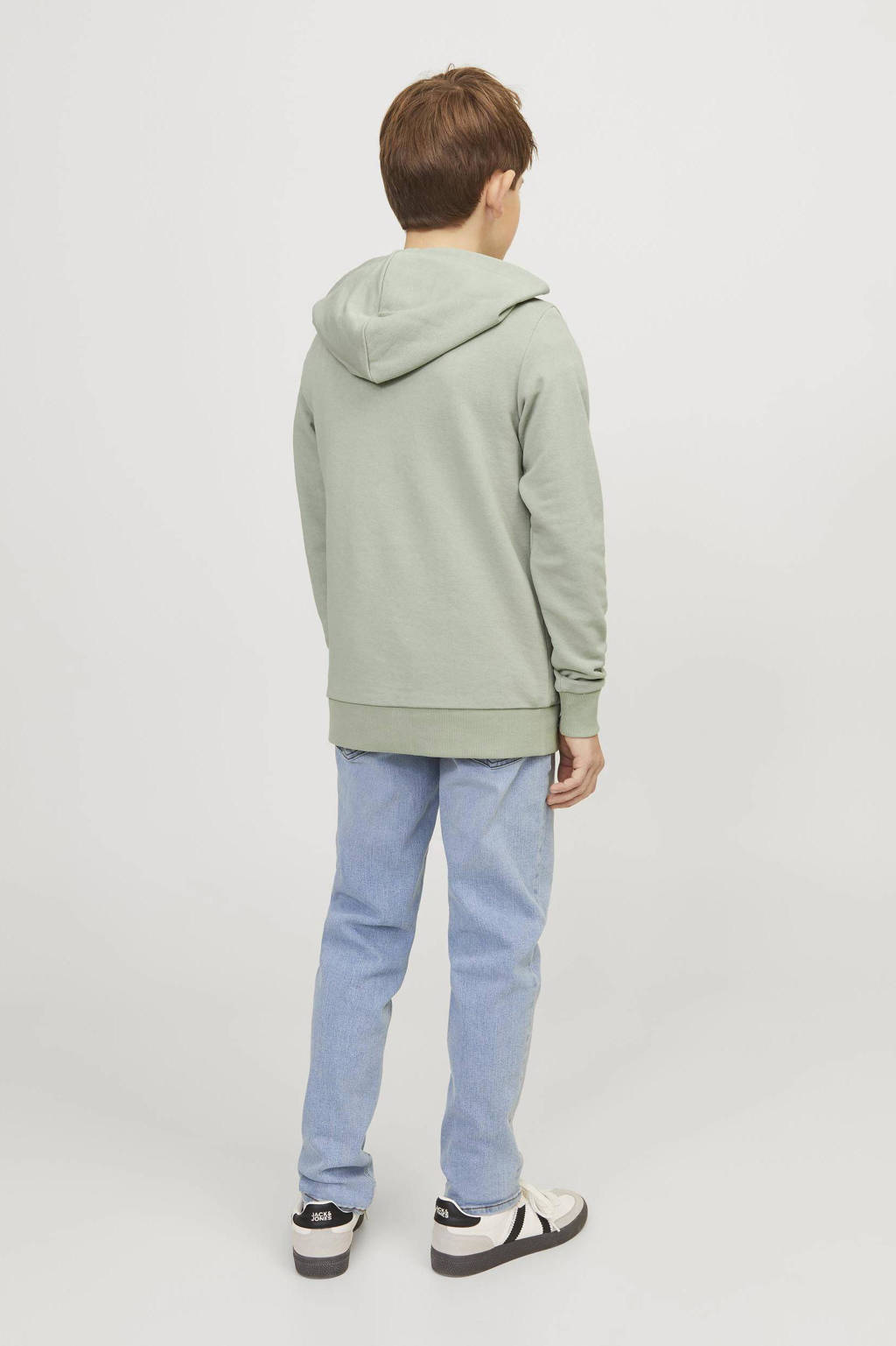 JACK & JONES hoodie JJELOGOmet tekst pistache groen
