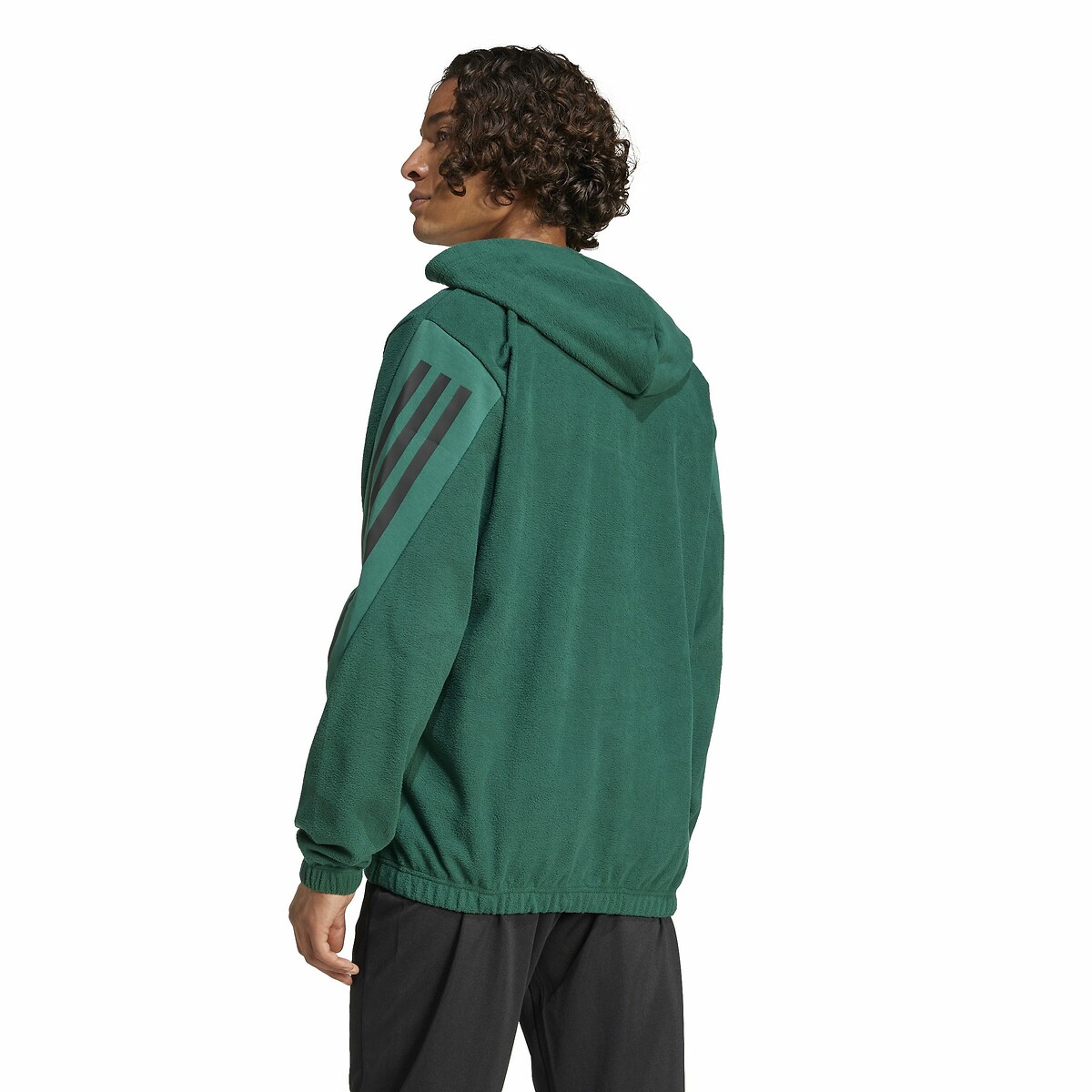 ADIDAS ROUPAS ESPORTIVAS<br>Moletom com zíper em fleece com 3 listras