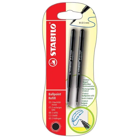 Kugelschreibermine - STABILO Ballpoint Refill - z.B. für STABILO pointball und SMARTball - 2er Pack - schwarz