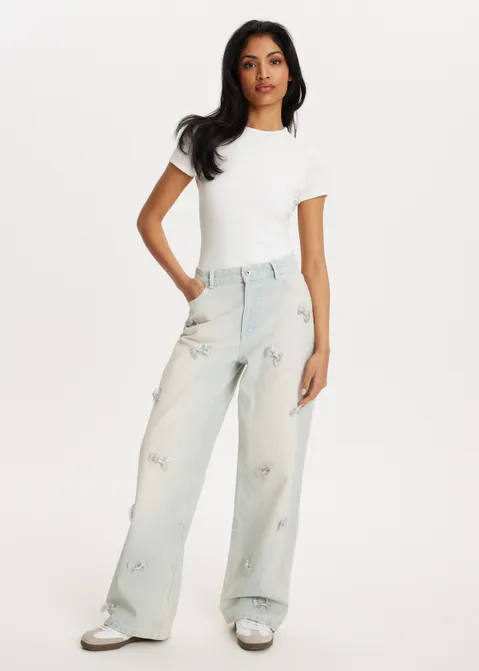T-shirt met cropped model wit (WIT)