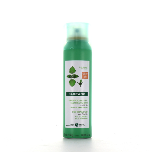 Shampooing sec à l'ortie séboréducteur cheveux châtains à bruns Klorane