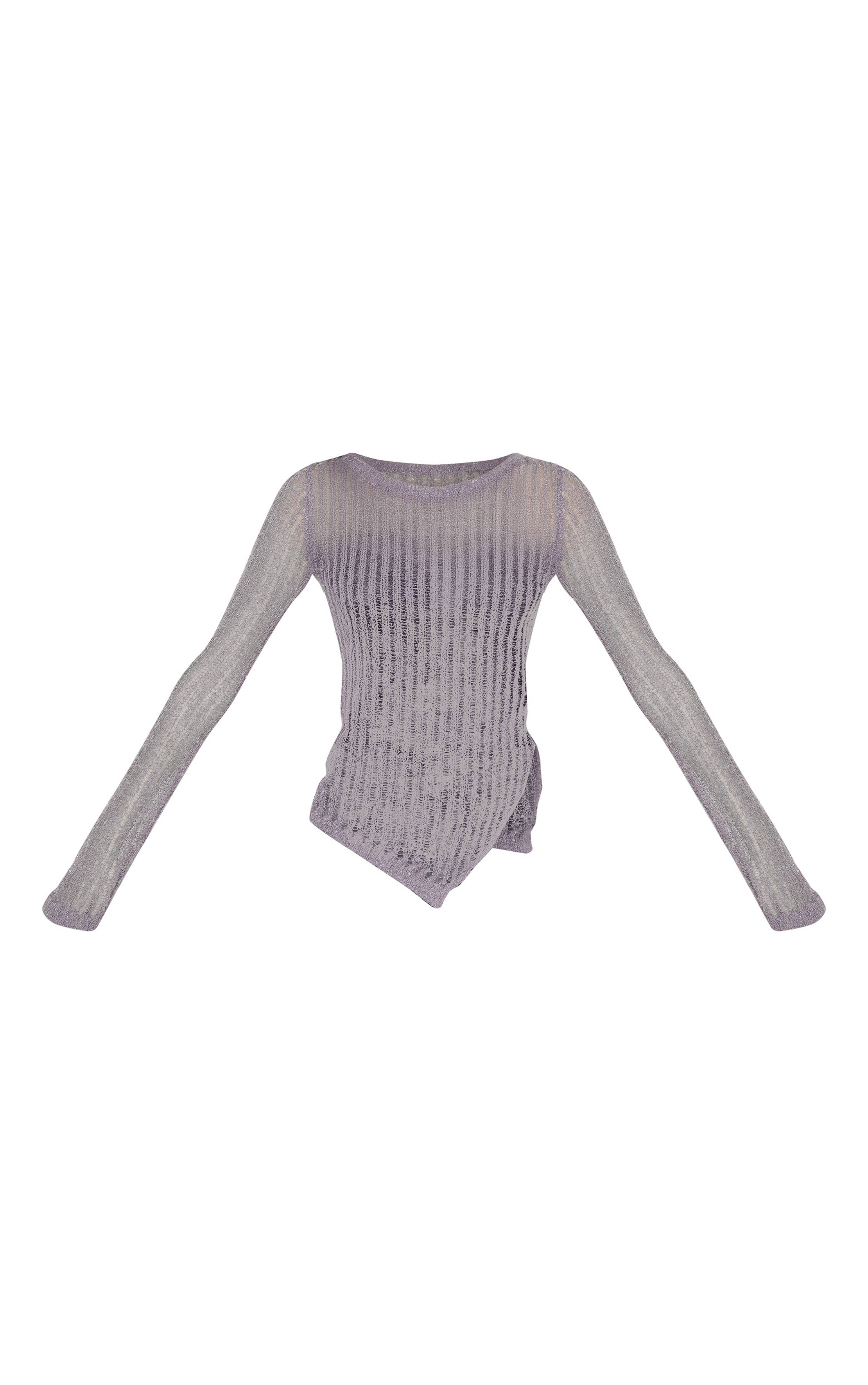 Charbon Haut Asymétrique Ajouré En Maille Échelle Transparente