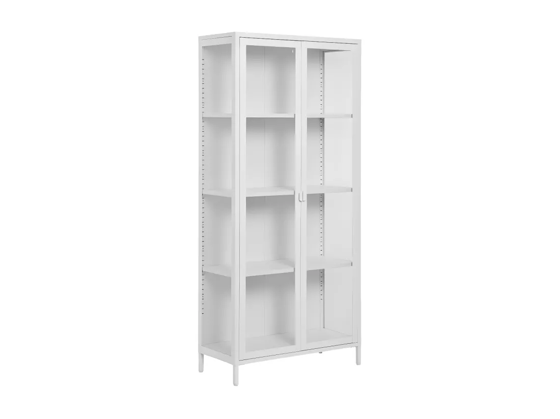 Brisbane - Vaisselier en verre et métal H175cm - Blanc
