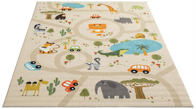 KMCarpets Play Animals Gulvteppe 80x150, Lin