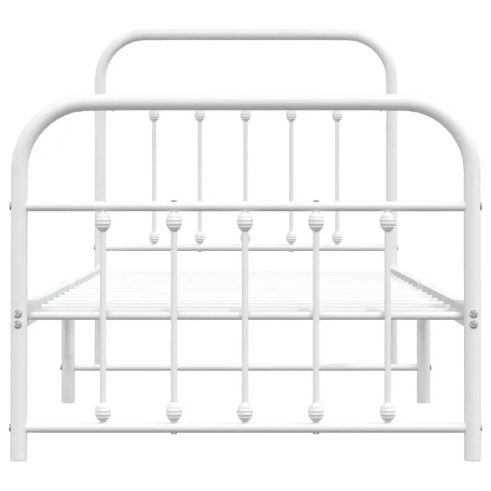 vidaXL - Bed frame met hoofd- en voeteneinde - Wit - Metaal - 90x190 cm