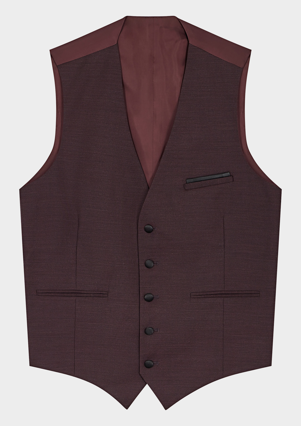Gilet de smoking en laine unie bordeaux