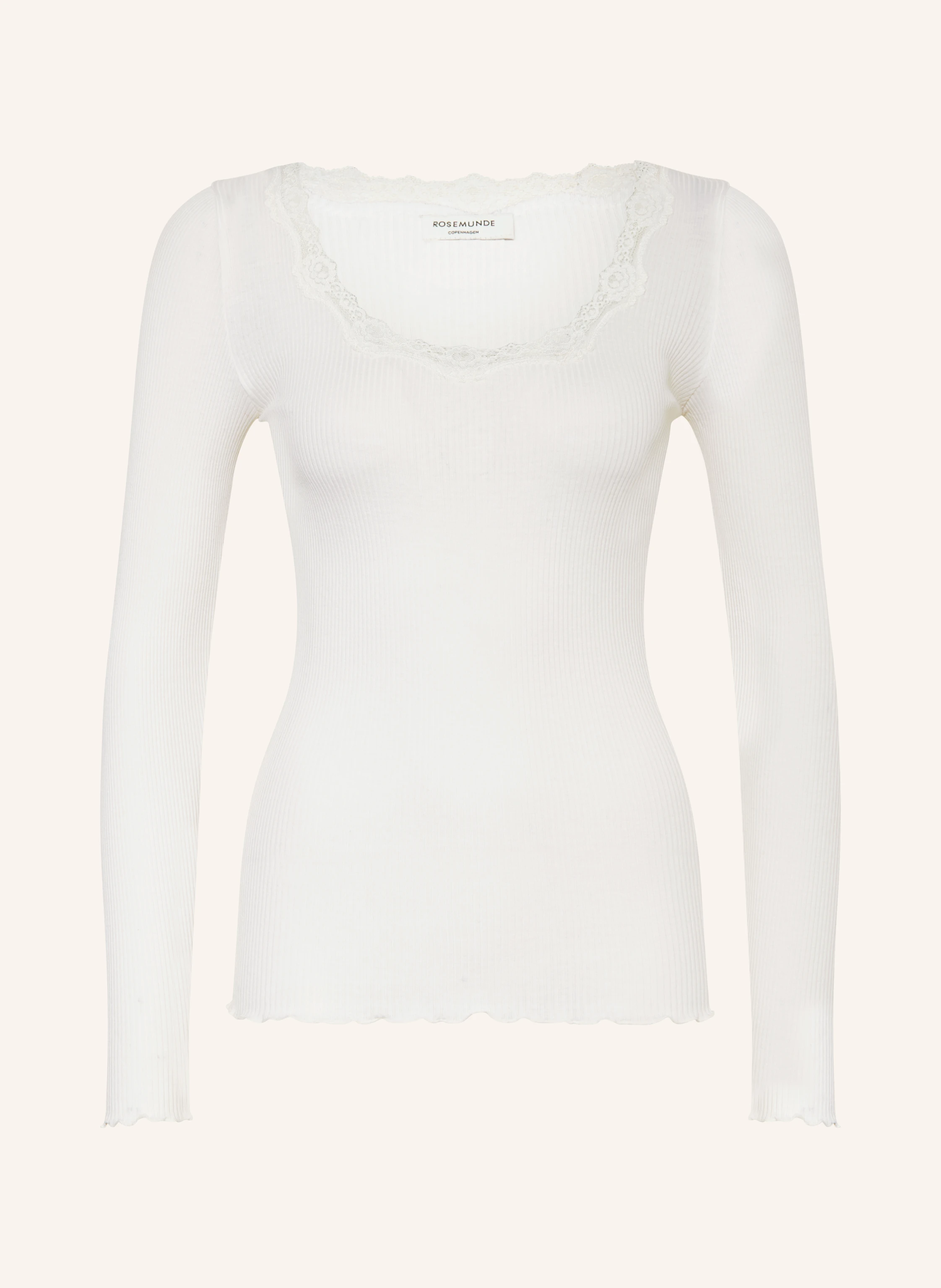 rosemunde Longsleeve BABETTE aus Seide mit Spitzenbesatz