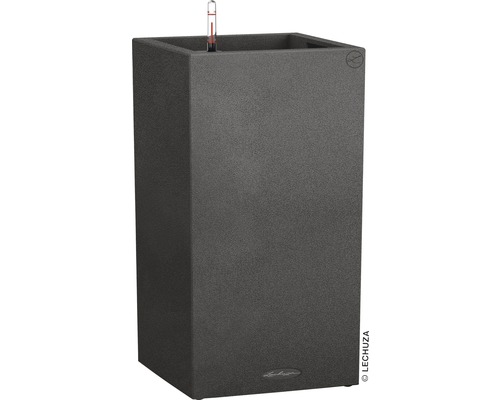 Lechuza Canto Stone plantenbak 40 x 40 x H 76 cm zwart incl. zelfbewateringssysteem, plantenbak, substraat en waterniveau-indicator