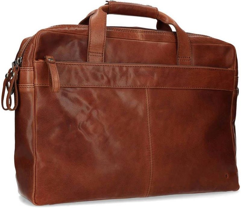Manfield Cognac leren laptoptas inch