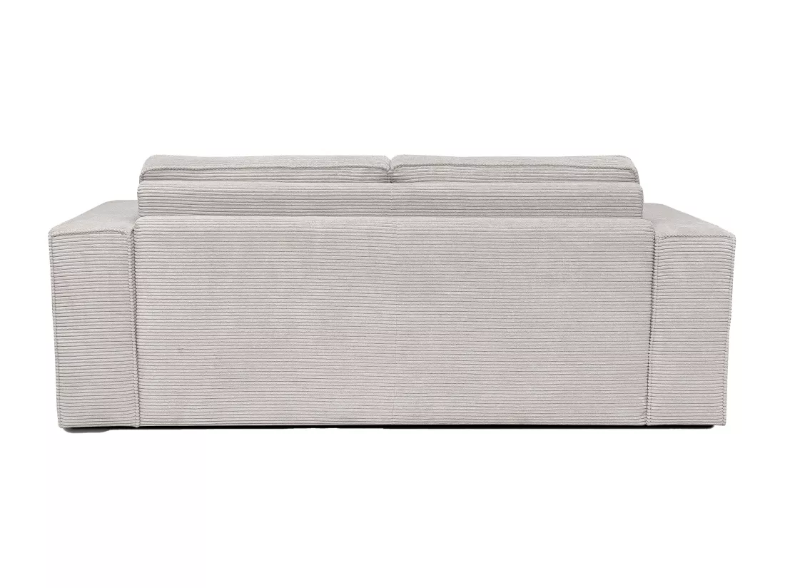 Canapé 3 places convertible express en velours côtelé beige - Couchage 140 cm - Matelas 13 cm AMELIA II