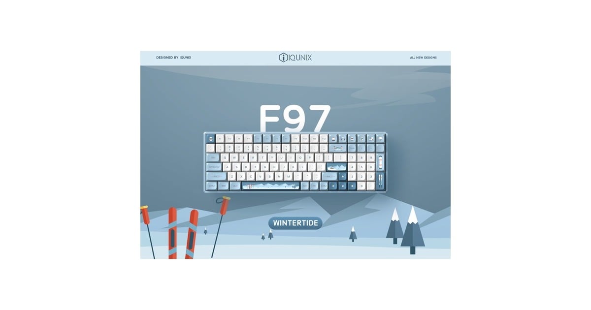 IqunixF97 Wintertide Wireless Mechanical Keyboard, gaming toetsenbord  (Lichtblauw, US lay-out, Cherry MX Brown, RGB leds, 96%, Hot-swappable, PBT, 2.4GHz | Bluetooth 5.1 | USB-C)