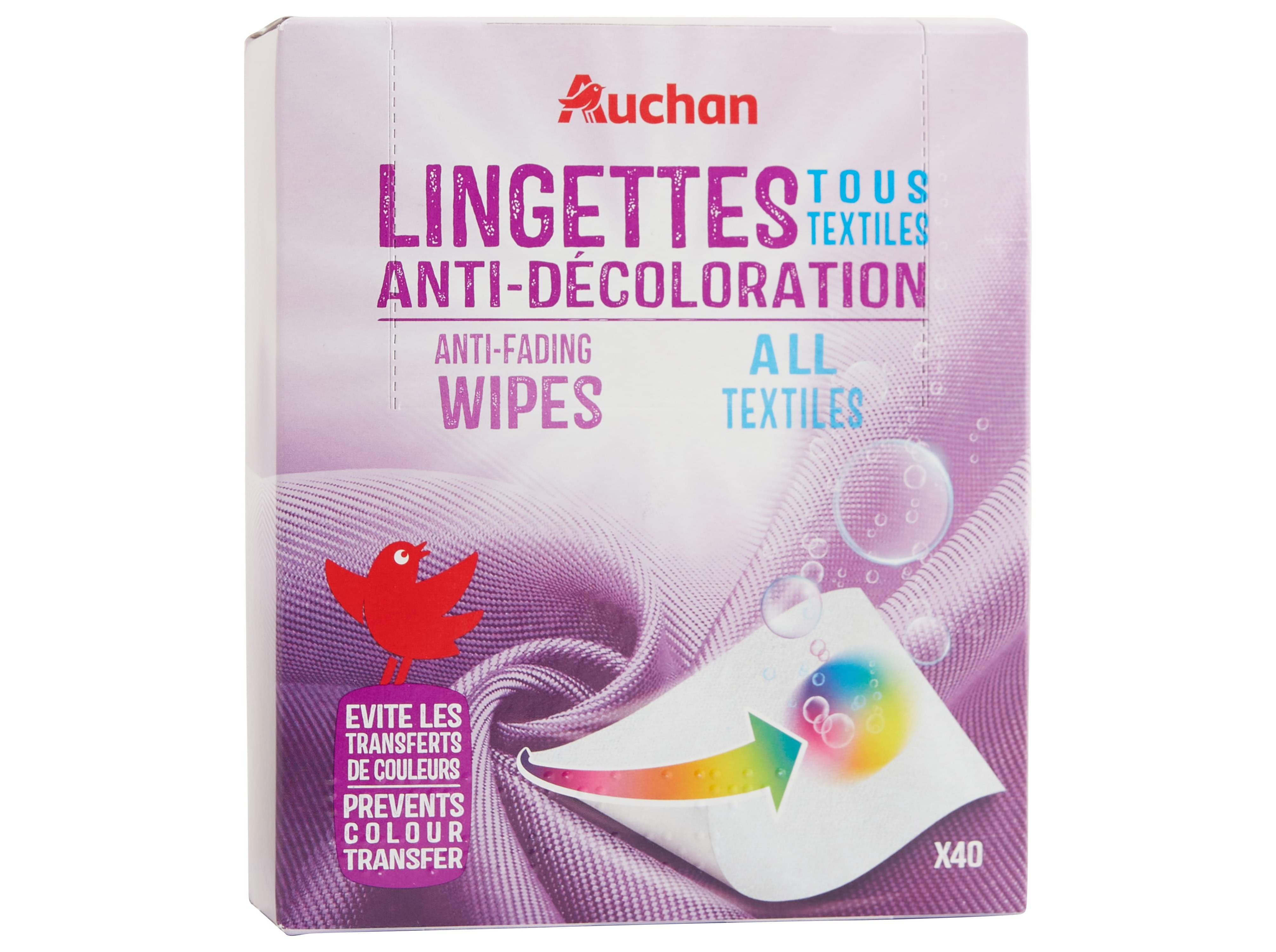 TOALHITAS ROUPA AUCHAN ANTI-DESCOLORAÇÃO 40UN