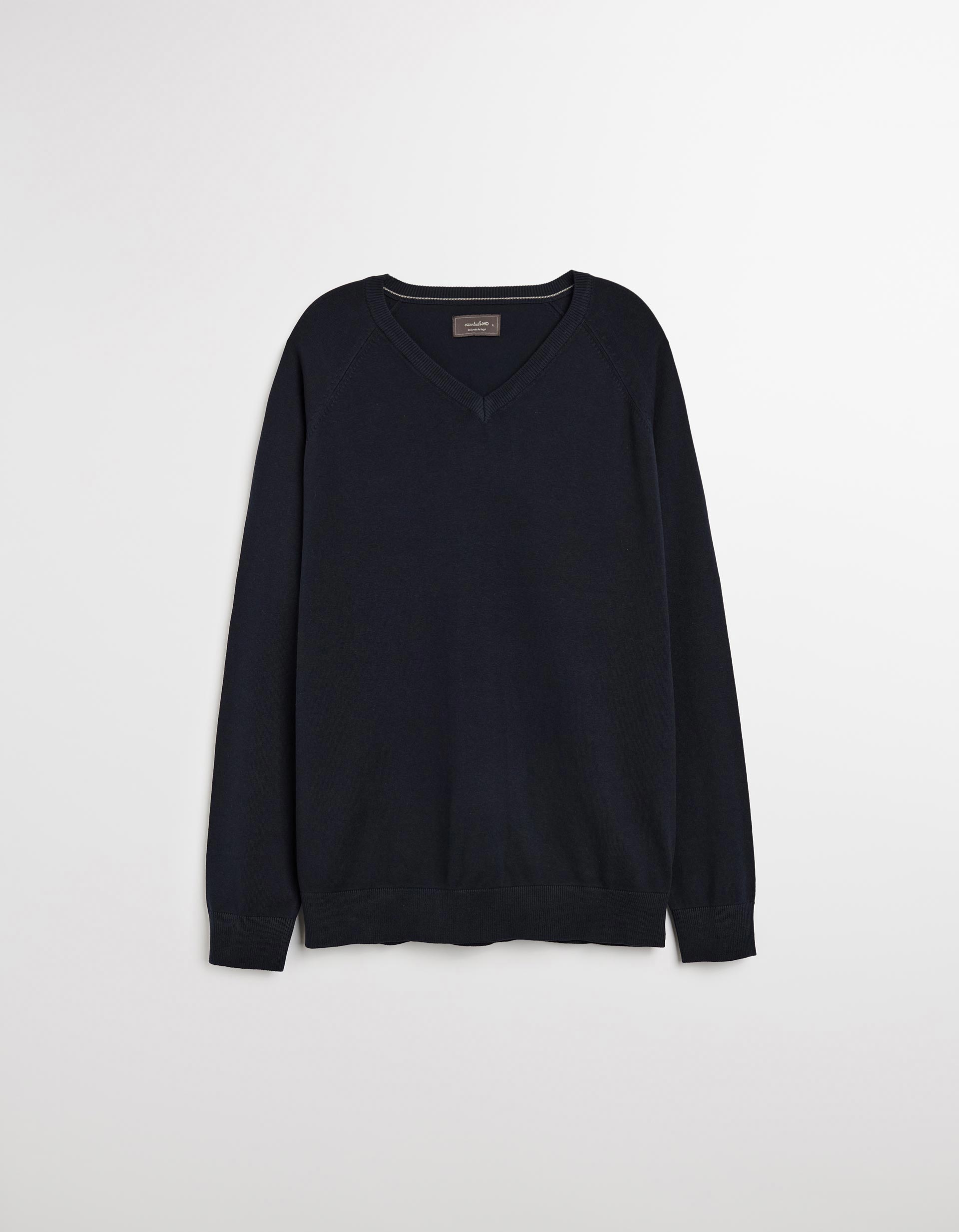 Camisola de Malha Decote em V, Homem, Azul Escuro